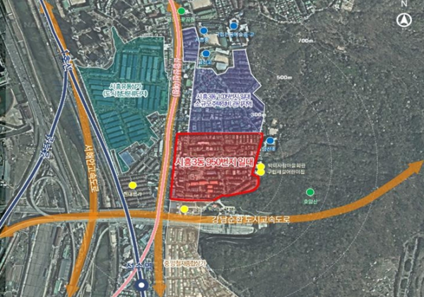 금천구 시흥3동 950 모아타운 위치도