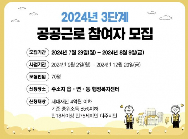 여주시, 2024년도 3단계 공공근로사업 참여자 모집