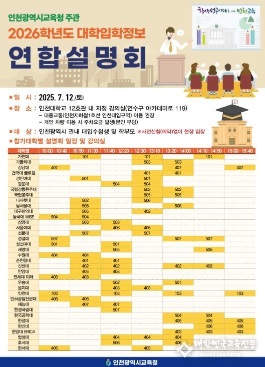 36개 대학 초청 2026학년도 대학입학정보 연합설명회